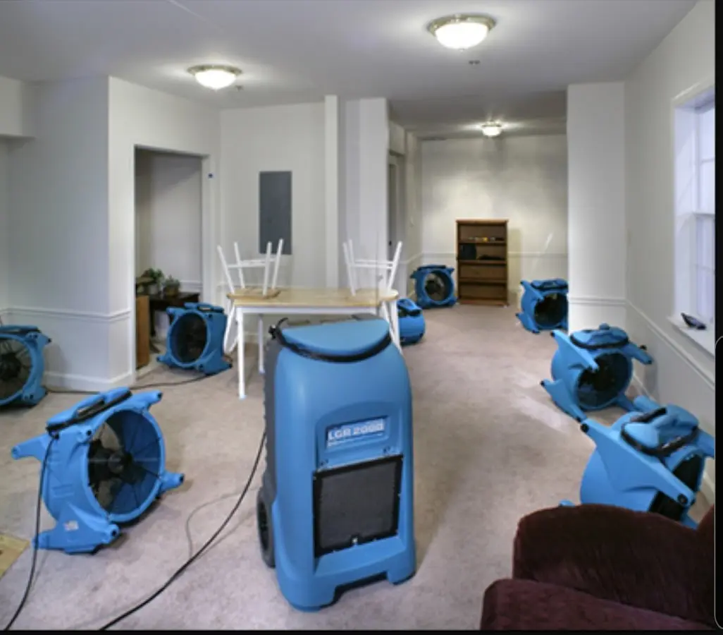 Air movers and dehumidifier setup for Water Extraction & Removal in Moses Lake